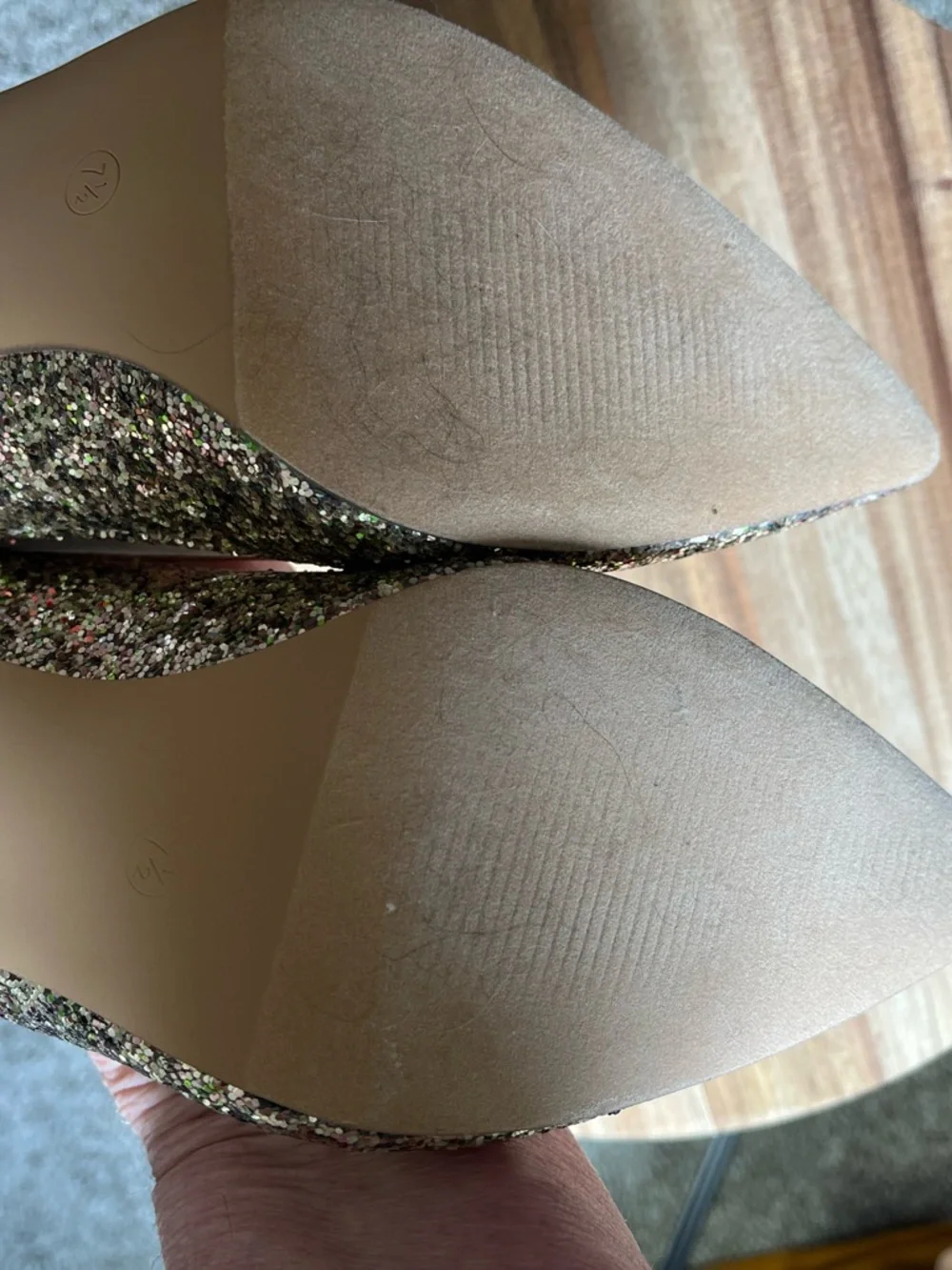 Journee Collection Pink and Gold Glitter Pointed Toe Flats - Picture 5 of 6